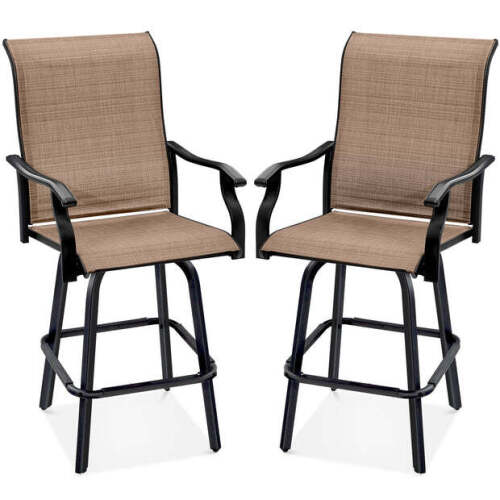 Set of 2 Swivel Barstools w/ 360 Rotation, All-Weather Mesh - Lot 9926