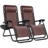 Set of 2 Adjustable Zero Gravity Patio Chair Recliners w/ Cup Holders - Thumbnail 1