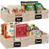 Set of 4 Water Hyacinth Pantry Baskets w/ Chalkboard, Marker - 13in - Thumbnail 1