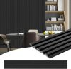 8-Pack 3D Slat Wall Panels — Soundproof Faux Wood Wall Panels for Interior Décor, 48.2" x 6.3", Modern Wall Cladding for Living Room, Bedroom, Office — Black Finish - Thumbnail 5