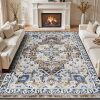 Rugflix 8x10 Area Rug for Living Room, Machine Washable Area Rugs with Non-Slip Backing, Large Soft Boho Vintage Rug for Bedroom, Dining Room, Low Pile Carpet, Kids Pet Friendly - Thumbnail 1