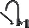 Deck Mount Tub Faucet Black with Sprayer High Flow Bathtub Faucets Brass Tub Filler Bathroom Faucets with Handeld Shower Mounted Roman - Thumbnail 1