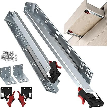 ToBeGreat 6 Pair Undermount Drawer Slides 21 Inch 80 lb Load Capacity Soft Close Full Extension Ball Bearing Hidden Bottom Mount Rails Locking Devices Concealed Runners(with Bracket) - Lot 103