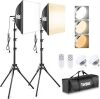 Torjim Softbox Photography Lighting Kit, 16'' x 16'' Professional Softbox Lighting Kit with 85W 3000-7500K LED Bulbs, Studio Lights for Photography/Video Recording/Live Streaming/Portraits Shooting - Thumbnail 1