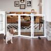 ZJSF Freestanding Dog Fence Indoor, Foldable Dog Gate for Doorways, Stairs or Hallways, Sturdy Wood Extra Wide Pet Gate with Support Feet for The House, White, 32 "Height-3 Panels - Thumbnail 1