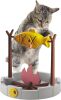 PetPals 11" High Cats Treat-Dispensing Slow Feeder,Pets Dry Food Dispenser,Cats Slow Feeding Snack Bowl, Grilled Fish Spinning Toy, Food Puzzle Cat Toy - Thumbnail 1