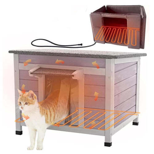Aivituvin-AIR12-IN-HP Outdoor Heated Wooden Cat House with Heating Pad | Insulation Liner - Lot 215