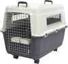 SportPet Designs Plastic Kennels Rolling Plastic Wire Door Travel Dog Crate- Large Kennel, Gray - Thumbnail 1