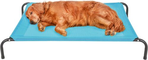 FurHaven Elevated Pet Cots - Cooling & Breathable Nylon Mesh Hammock for Large Dogs/Easy-to-Assemble / / Durable and Reinforced/Perfect for Rest & Relaxation Outdoors - Capri Blue, Large - Lot 236
