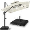 2-Tier Square LED Cantilever Offset Umbrella w/ 360 Rotation, Base - 10x10ft - Thumbnail 1