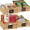 Set of 4 Water Hyacinth Pantry Baskets w/ Chalkboard, Marker - 13in - Thumbnail 1