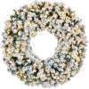 Pre-Lit Flocked Artificial Fir Christmas Wreath w/ 2-in-1 LED Lights - Thumbnail 1