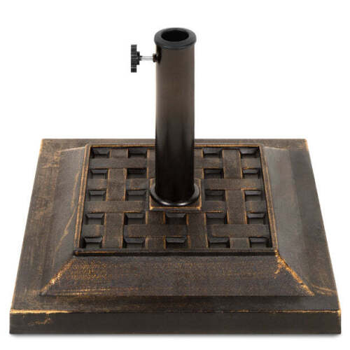 26lb Steel Square Patio Umbrella Base Stand, Basketweave Pattern - Lot 291