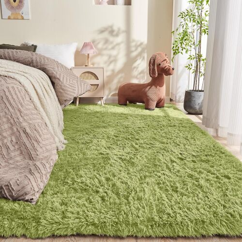 OPPODREAM Green Rugs, Ultra-Soft Fluffy Area Rugs for Bedroom, Living Room - Lot 10023