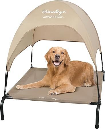 Himalaya Elevated Dog Bed, Large Bed with Canopy Removable Shade Tent, Stable Anti-Slip Feet for Pets Camping Indoor Outdoor -gray - Lot 10029