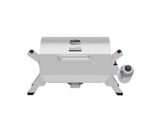 Royal Gourmet Portable Propane Gas Grill in Stainless Steel Color with Two Foldable Legs - Lot 89JF