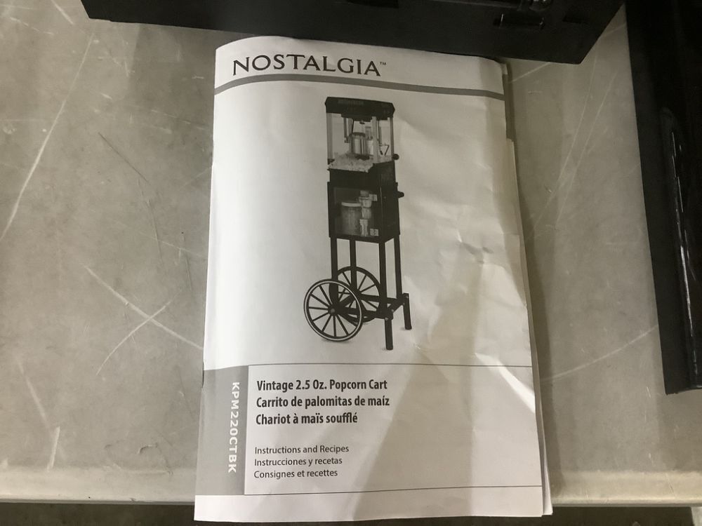 Nostalgia 300 W 2.5 oz. Black Popcorn Cart with 5 Qt. Popcorn Bowl - Image 5 - Lot 90JF