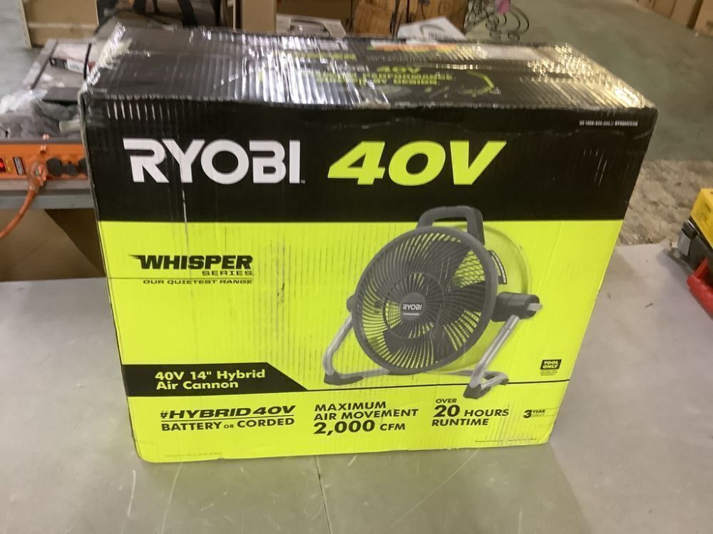 RYOBI 40V 14 in. Cordless Hybrid WHISPER SERIES Air Cannon Fan (Tool Only) - Image 2 - Lot 94JF