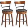 Gymax 39 in. H BarStool 25.5 in. Low Back Swivel Counter Height Dining Chair with Rubber Wood Legs Brown (Set of 2) - Thumbnail 1