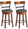Gymax 39 in. H BarStool 25.5 in. Low Back Swivel Counter Height Dining Chair with Rubber Wood Legs Brown (Set of 2) - Thumbnail 1