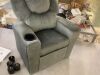 Push Back Microfiber Kids Recliner Chair with Footrest and Cup Holder - Thumbnail 5