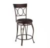 Linon Home Decor Henry Circle Back 24.25 in. Brown High Back Metal Counter Stool with Faux Leather Seat - Thumbnail 1