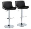 Lumisource Santi 31.5 in. Black Faux Leather and Chrome Metal Adjustable Barstool (Set of 2) - Thumbnail 1