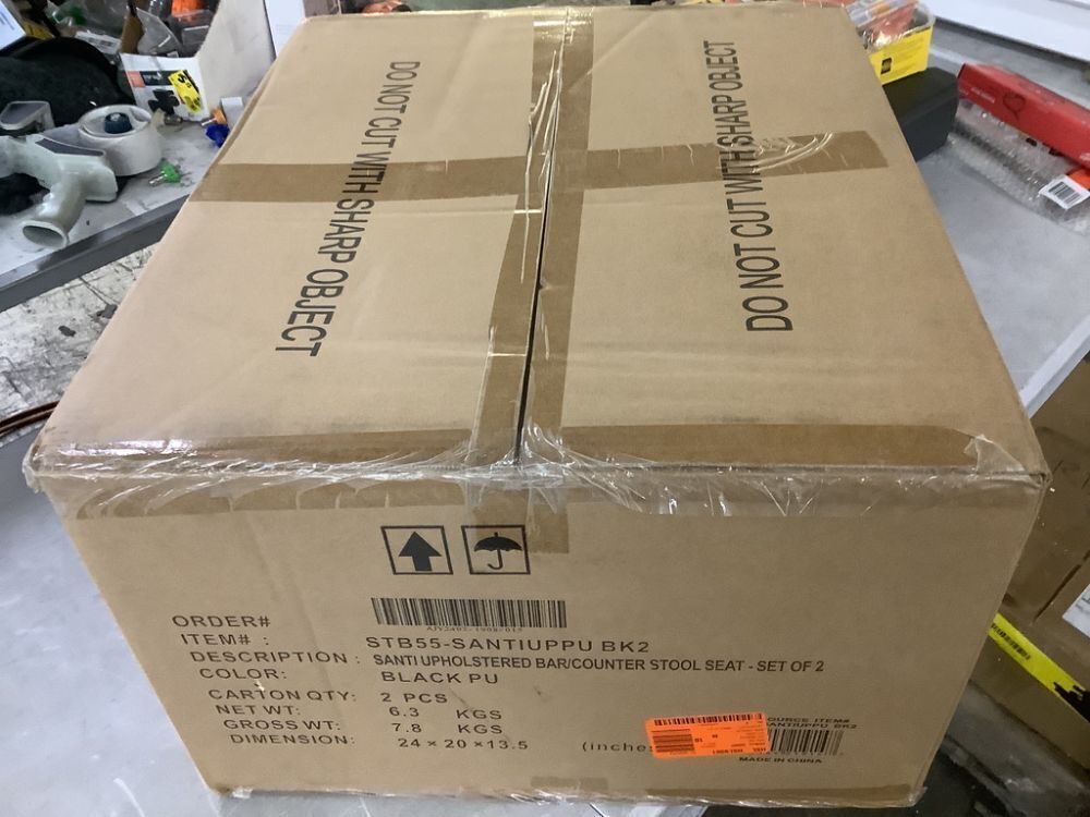 Lumisource Santi 31.5 in. Black Faux Leather and Chrome Metal Adjustable Barstool (Set of 2) - Image 4 - Lot 134JF