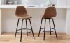 StyleWell Adenmore Swivel Counter Stool with Brown Faux Leather Upholstery and Black Metal Frame (Set of 2) - Thumbnail 1