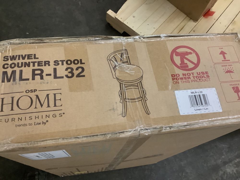 Office Star Products Miller 26.75in. Linen Faux Leather Full Back Wood Counter Stool - Image 3 - Lot 136JF