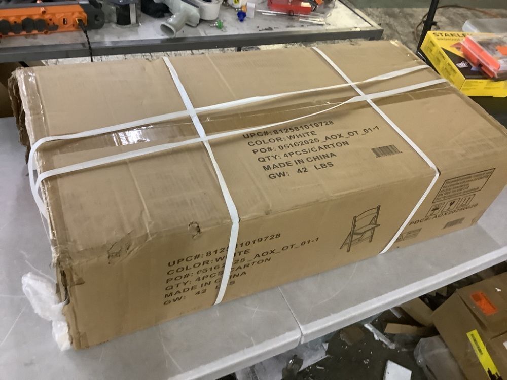 Flash Furniture Hercules Series White Wood Folding Chair with Vinyl Padded Seat - Image 2 - Lot 138JF