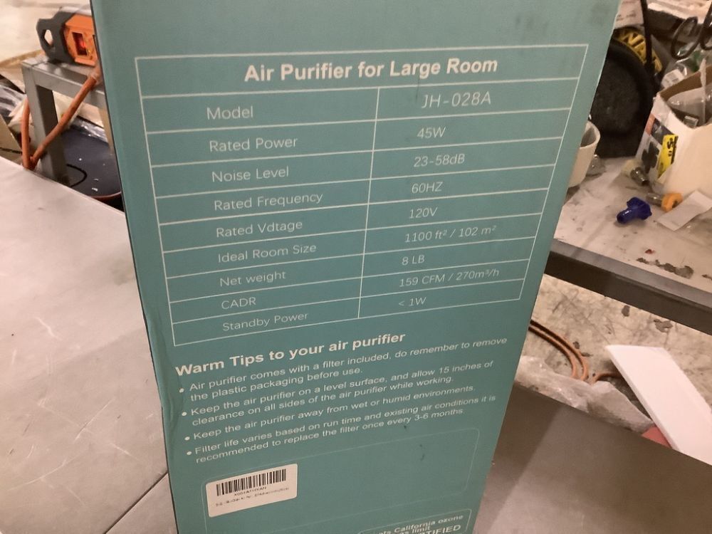 1100 sq. ft. H13 HEPA Personal Air Purifier in Black, with PM2. 5 Sensor, 25dB Sleep Mode, Activated Carbon, Ozone-Free - Image 8 - Lot 142JF
