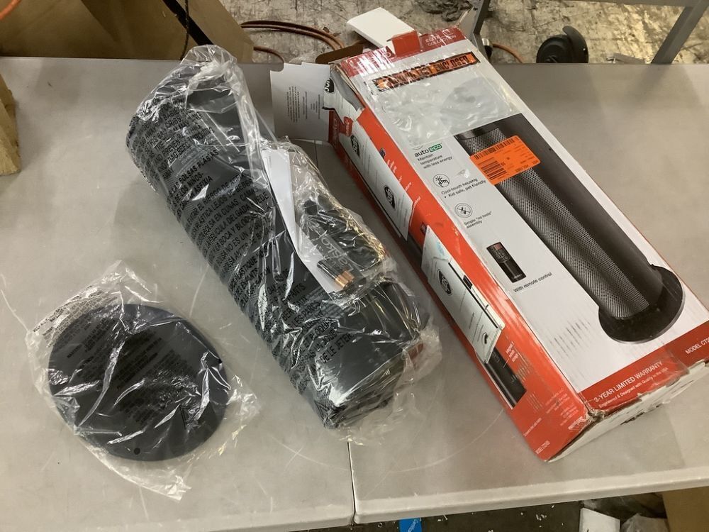 Lasko 1500W 22 in. Black Indoor Electric Tower Ceramic Forced Air Ceramic Space Heater with Child Lock, 3-Speeds, and Remote - Image 2 - Lot 143JF