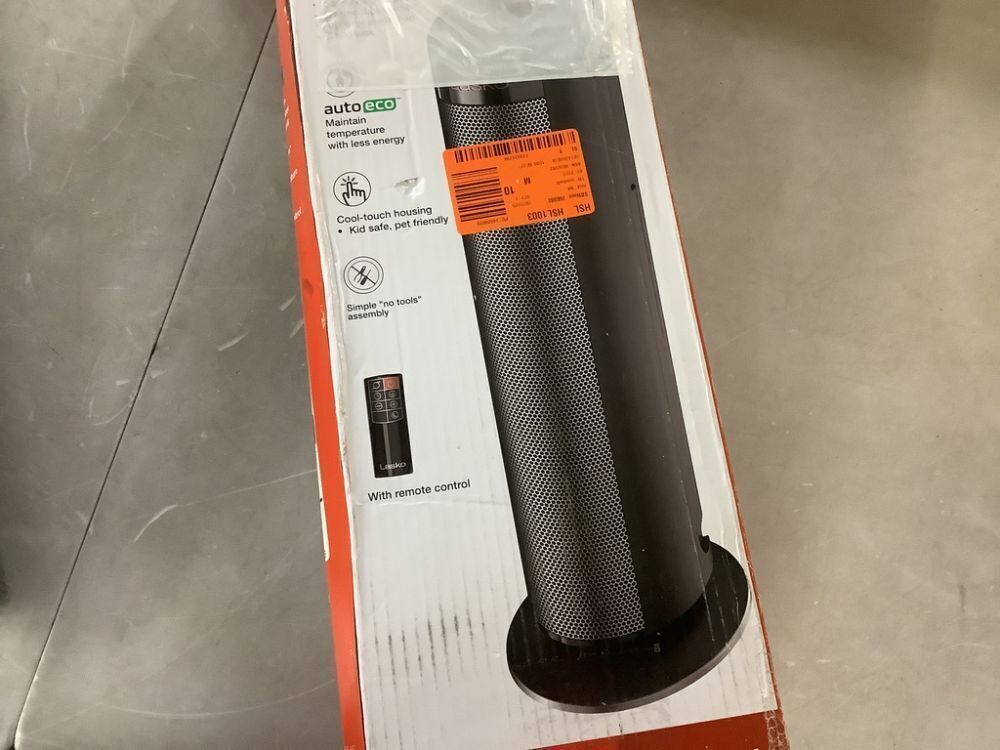 Lasko 1500W 22 in. Black Indoor Electric Tower Ceramic Forced Air Ceramic Space Heater with Child Lock, 3-Speeds, and Remote - Image 5 - Lot 143JF