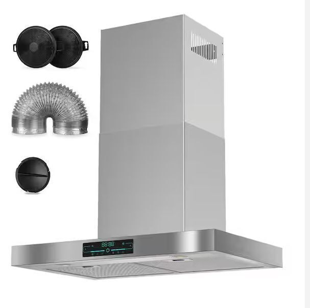 Velivi 30 in. 900CFM Smart Convertible Ductless Wall Mount Range Hood in Stainless Steel with Gesture Sensing, Remote Control - Image 1 - Lot 144JF