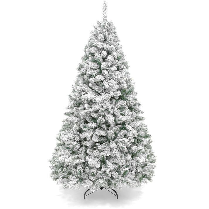6' Snow Flocked Artificial Pine Christmas Tree w/ Foldable Metal Base - Image 1 - Lot 148