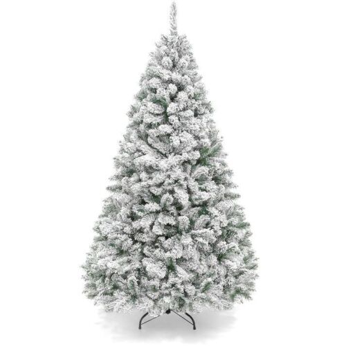 6' Snow Flocked Artificial Pine Christmas Tree w/ Foldable Metal Base - Lot 148