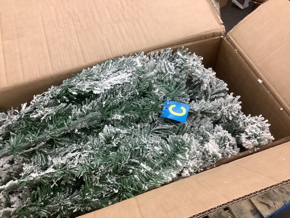 6' Snow Flocked Artificial Pine Christmas Tree w/ Foldable Metal Base - Image 3 - Lot 148