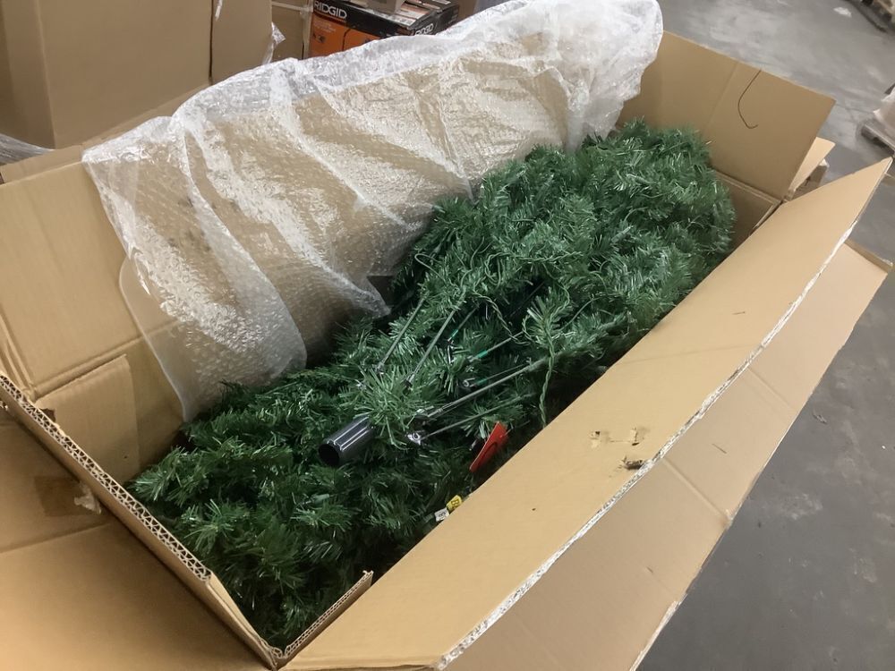 7.5' Pre-Lit Artificial Green Spruce Christmas Tree, w/Easy Assembly - Image 2 - Lot 149