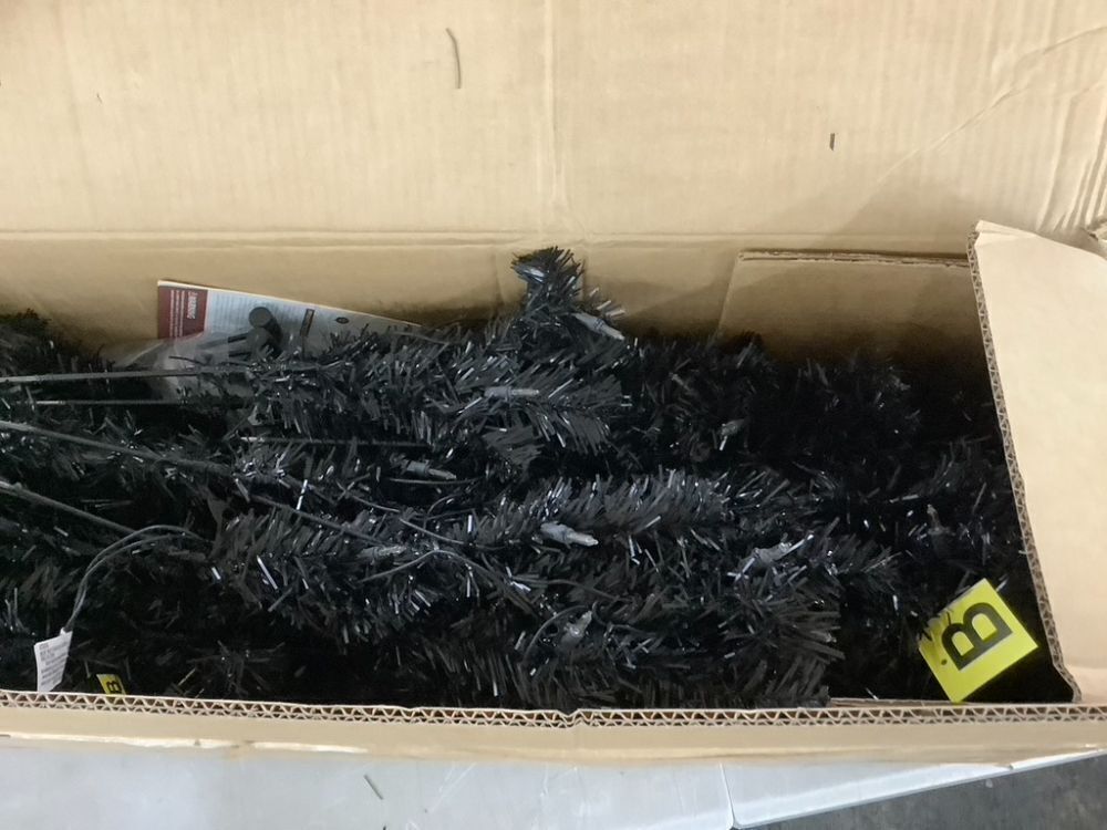 6' Pre-Lit Artificial Black Christmas Tree w/ Incandescent Lights, Metal Stand - Image 3 - Lot 170