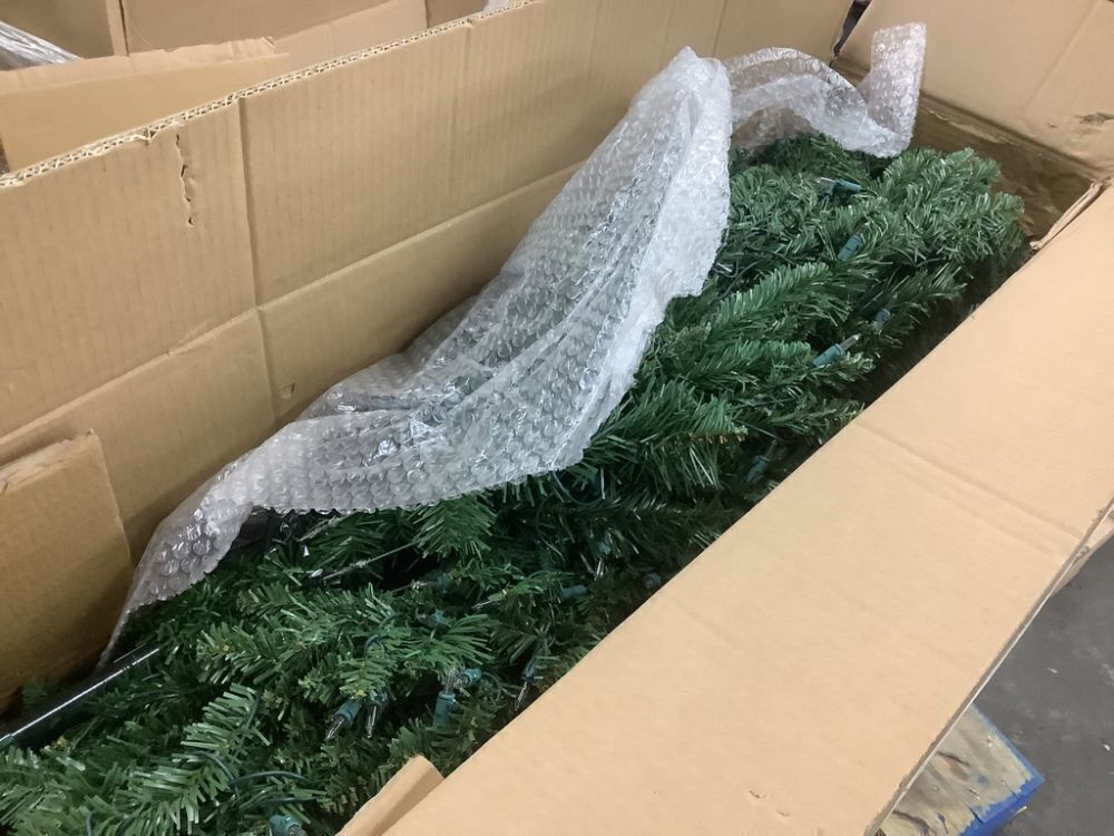 7.5' Prelit Spruce Pencil Christmas Tree w/ Incandescent Lights - Image 2 - Lot 232