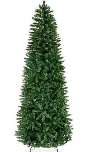 9' Unlit Spruce Pencil Christmas Tree w/ Folding Metal Base - Lot 234