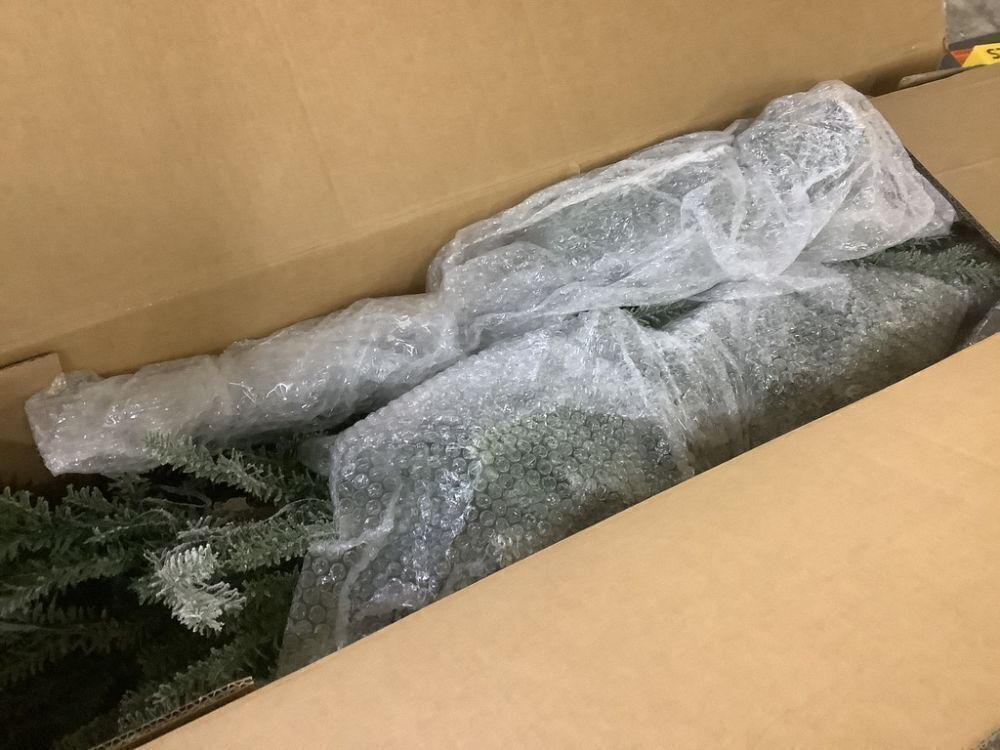 6' Green Pre-Lit Sparse Flocked Christmas Tree w/ 2-in-1 LEDs, Cordless Connection - Image 3 - Lot 246