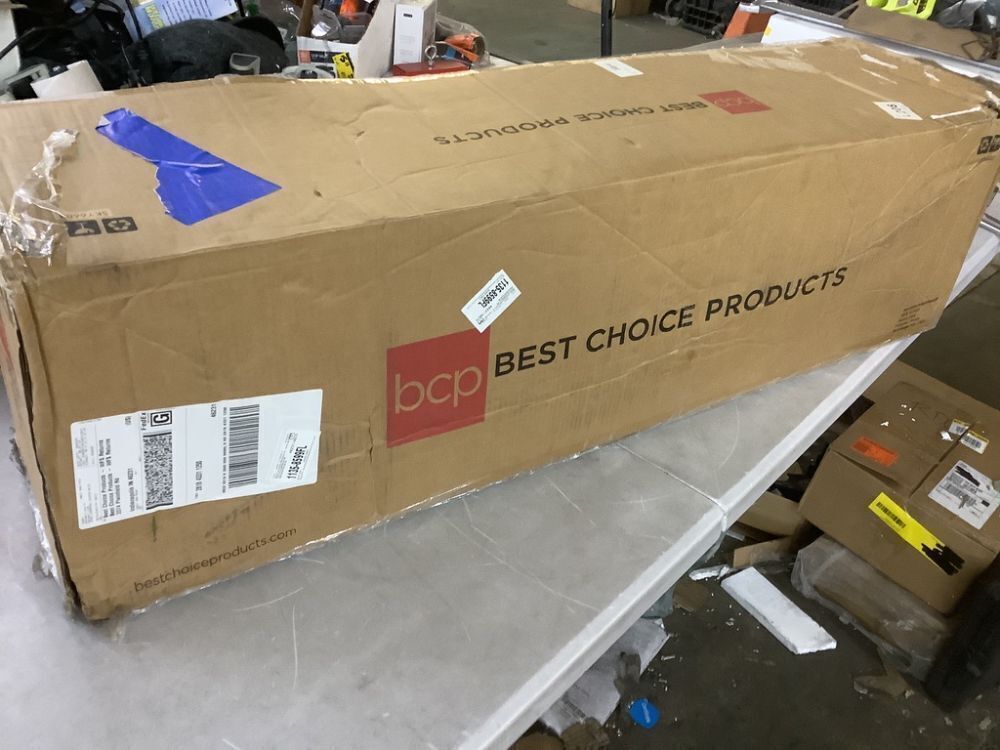 7.5' Pre-Lit Flocked Artificial Aspen Noble Fir Christmas Tree w/ Metal Stand - Image 2 - Lot 249