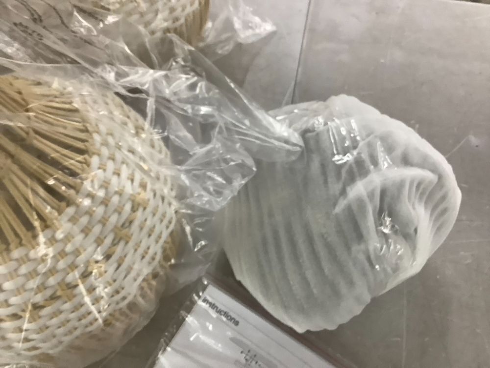 3-Pack Fax Rattan Pendant Light Fixture - Image 5 - Lot 252