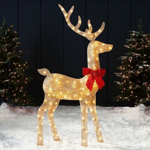 5ft Lighted 2D Christmas Buck Outdoor Yard Decoration w/ 105 LED Lights, Stake - Lot 261