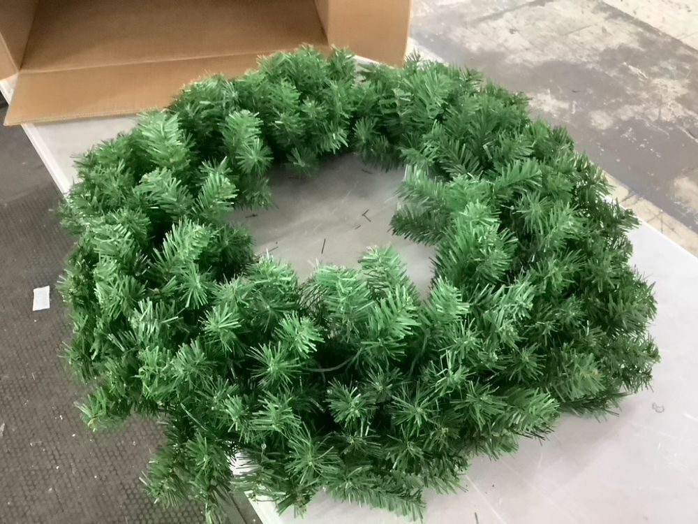 36" Pre-Lit Artificial Fir Christmas Wreath w/ LED Lights, Plug-In, PVC Tips - Image 2 - Lot 262