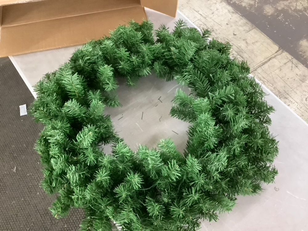 36" Pre-Lit Artificial Fir Christmas Wreath w/ LED Lights, Plug-In, PVC Tips - Image 3 - Lot 262
