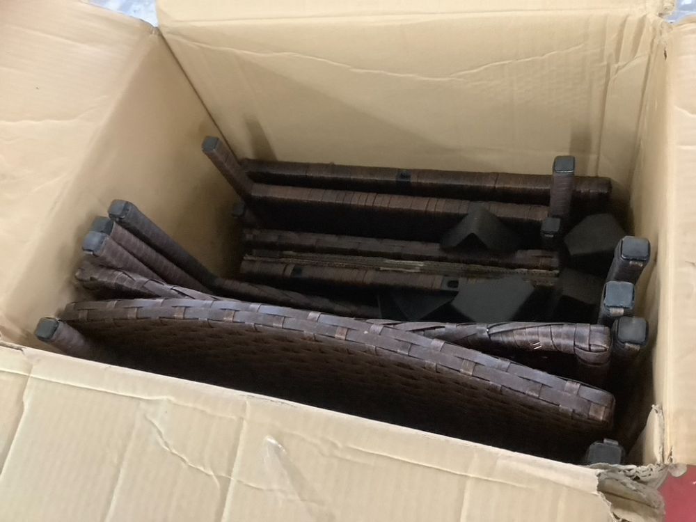 3-Piece Outdoor Patio Wicker Bistro Set w/ Side Storage Table - Image 6 - Lot 263