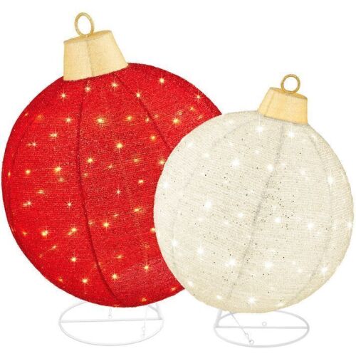 2pc Lighted Pop-Up Christmas Ornaments Decoration w/ 180 LED Lights, Stand - Lot 267